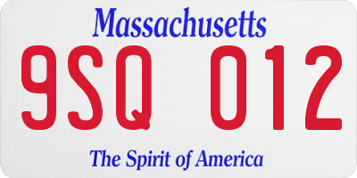 MA license plate 9SQ012
