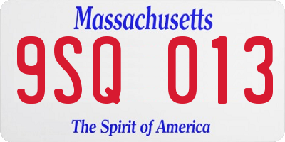 MA license plate 9SQ013