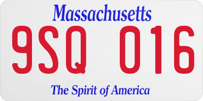 MA license plate 9SQ016