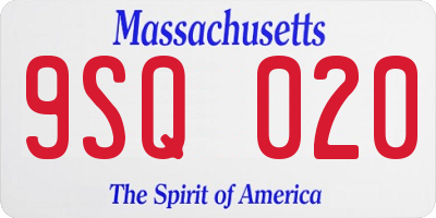 MA license plate 9SQ020