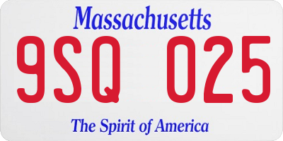 MA license plate 9SQ025