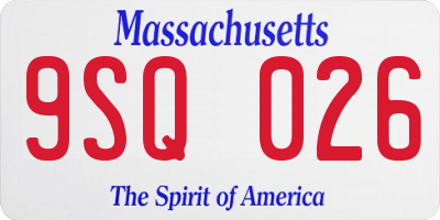 MA license plate 9SQ026