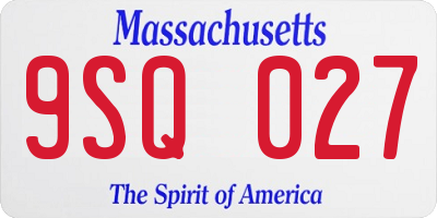 MA license plate 9SQ027