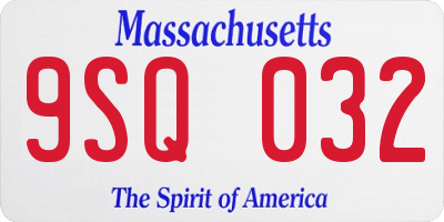 MA license plate 9SQ032
