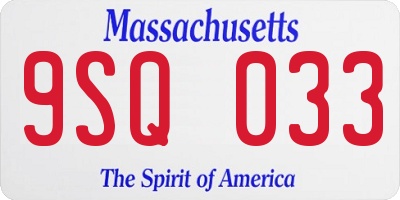 MA license plate 9SQ033