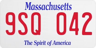 MA license plate 9SQ042