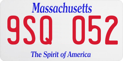 MA license plate 9SQ052