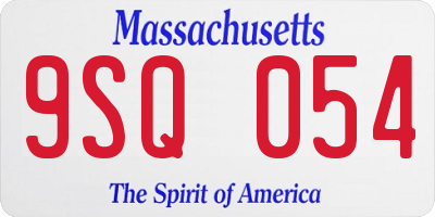 MA license plate 9SQ054