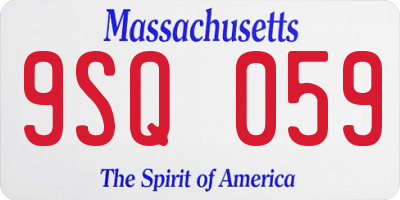 MA license plate 9SQ059