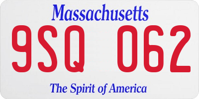 MA license plate 9SQ062
