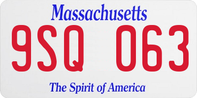 MA license plate 9SQ063