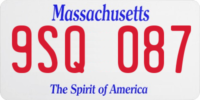 MA license plate 9SQ087