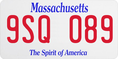 MA license plate 9SQ089