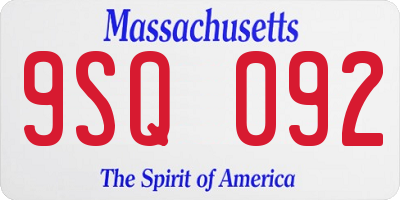 MA license plate 9SQ092