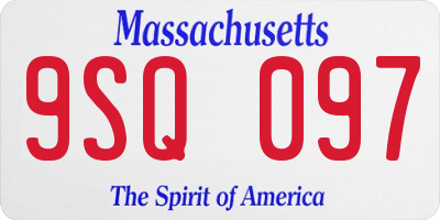 MA license plate 9SQ097