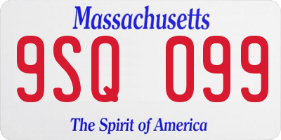 MA license plate 9SQ099