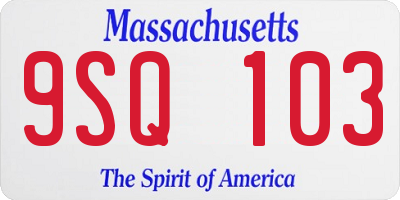 MA license plate 9SQ103