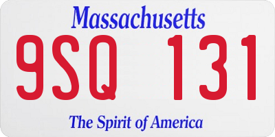 MA license plate 9SQ131