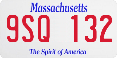 MA license plate 9SQ132