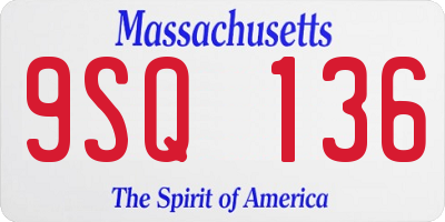 MA license plate 9SQ136