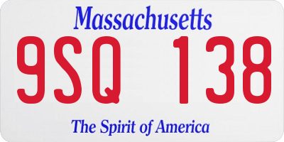 MA license plate 9SQ138