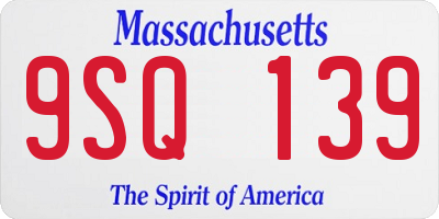 MA license plate 9SQ139