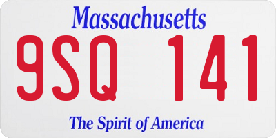 MA license plate 9SQ141