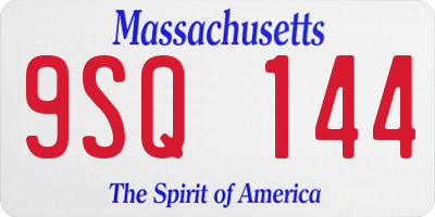 MA license plate 9SQ144