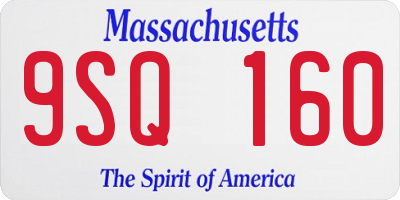 MA license plate 9SQ160
