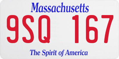 MA license plate 9SQ167
