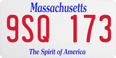 MA license plate 9SQ173