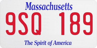 MA license plate 9SQ189