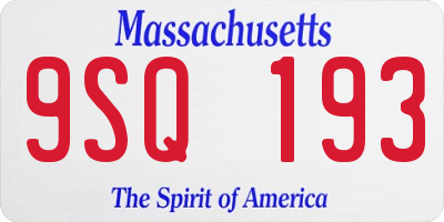 MA license plate 9SQ193