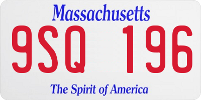 MA license plate 9SQ196