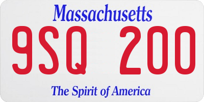 MA license plate 9SQ200