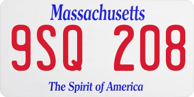 MA license plate 9SQ208