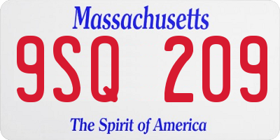 MA license plate 9SQ209