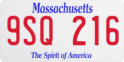 MA license plate 9SQ216