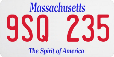 MA license plate 9SQ235