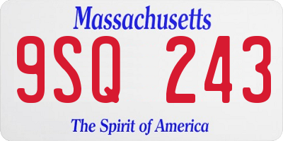 MA license plate 9SQ243