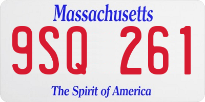 MA license plate 9SQ261