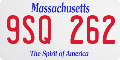 MA license plate 9SQ262