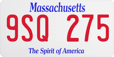 MA license plate 9SQ275