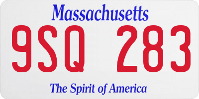MA license plate 9SQ283