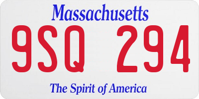 MA license plate 9SQ294