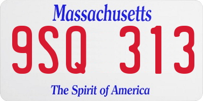 MA license plate 9SQ313