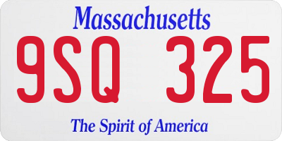 MA license plate 9SQ325