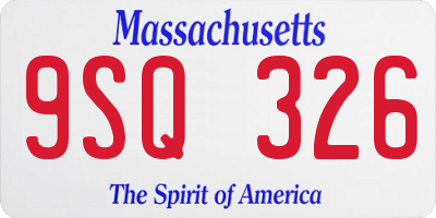 MA license plate 9SQ326