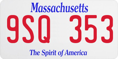 MA license plate 9SQ353