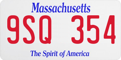 MA license plate 9SQ354